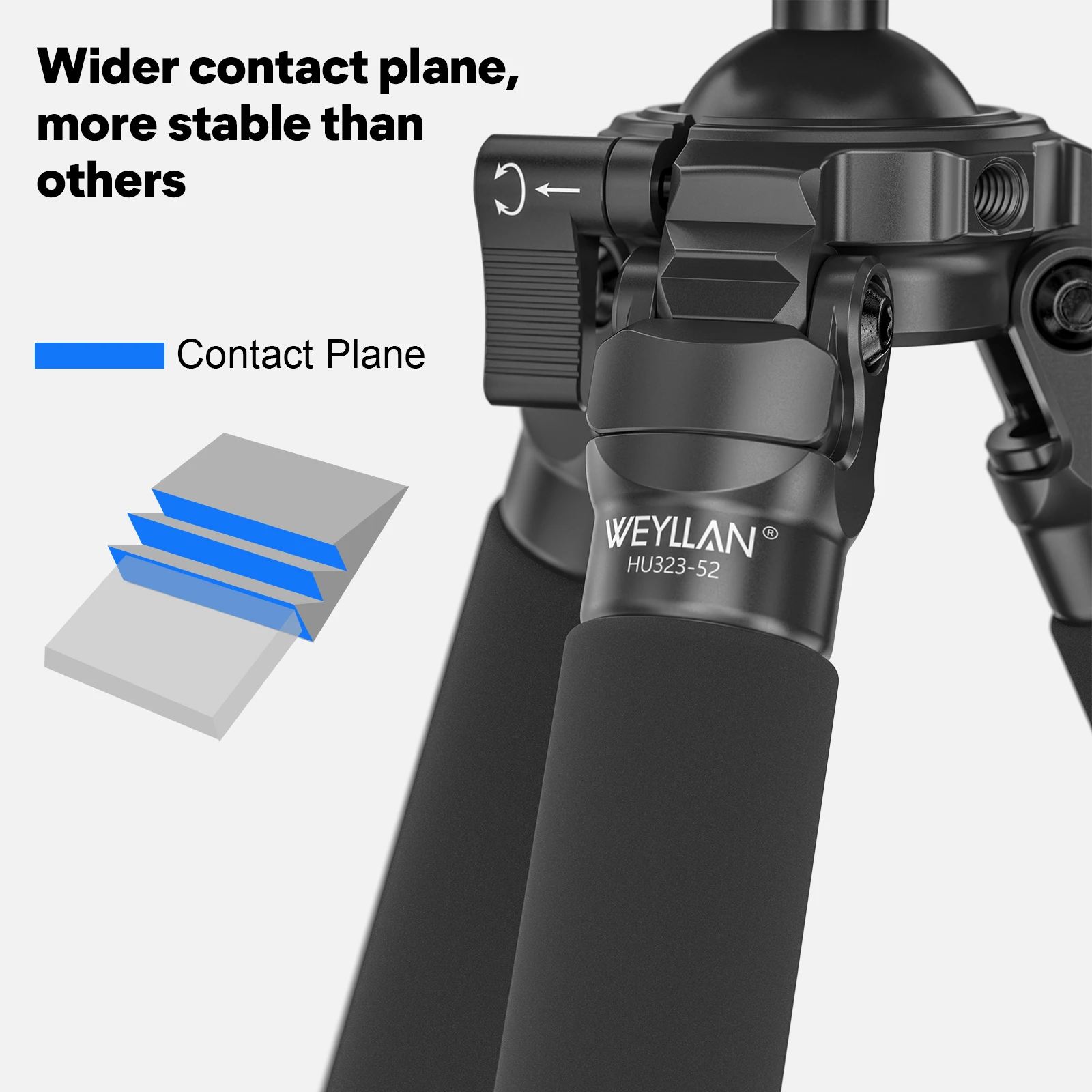 WEYLLAN HU323 카본 파이버 삼각대(52mm 레버 볼 헤드 내장, 32mm 튜브 경량 카메라 삼각대)