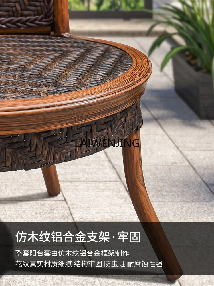 LYN rattan chair three-piece balcony outdoor courtyard European-style one table and two chairs combination mini table and chairs
