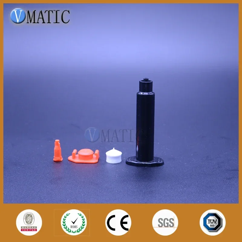 Free Shipping 5cc/ 5ml Liquid Fluid Dispensing Black Pneumatic Syringe Barrel Set With Piston Stopper & End Cover