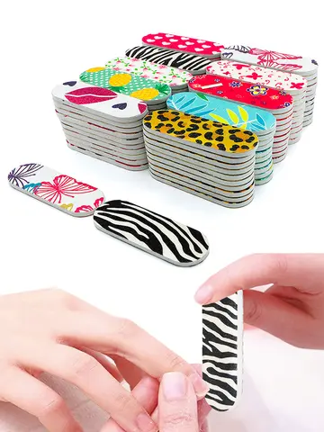 50Pcs Nail Files Double Sided Boards Mini Fingernail Files Colorful Sanding Block Gel Polishing Foam Manicure Pedicure Tool