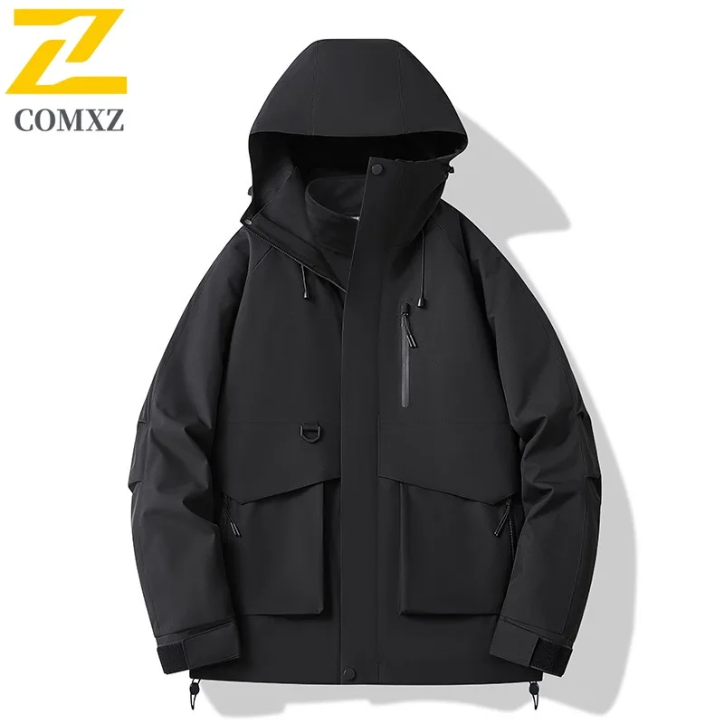 COMXZ الرجال معطف غير نافذ للمطر 3 في 1 مقنعين في الهواء الطلق تسلق العمل سترة واقية سترة التخييم عالية الجودة مقاومة للخدش ملابس خارجية #5