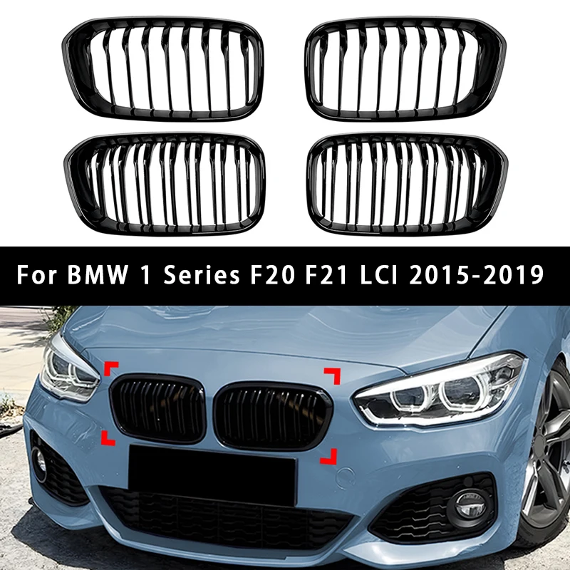 

Решетки капота переднего бампера автомобиля для BMW серии 1 F20 F21 LCI 2015-2019, одинарные и двойные верхние гоночные грили, аксессуар