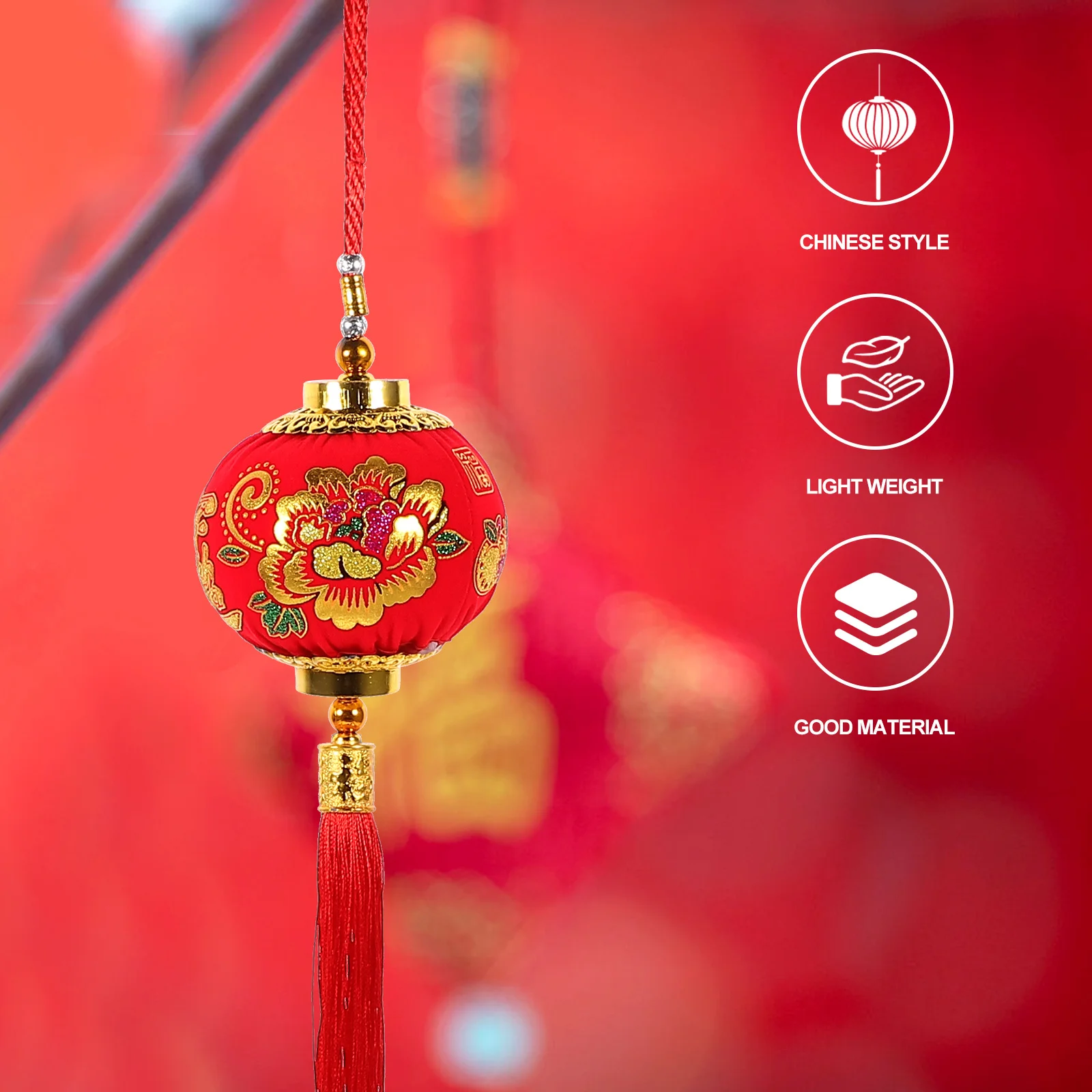 

2Pcs Chinese Lantern Pendant Hanging Decor New Year Lantern Spring Festival Decoration Plastic Silk Cloth Pendant for Garden