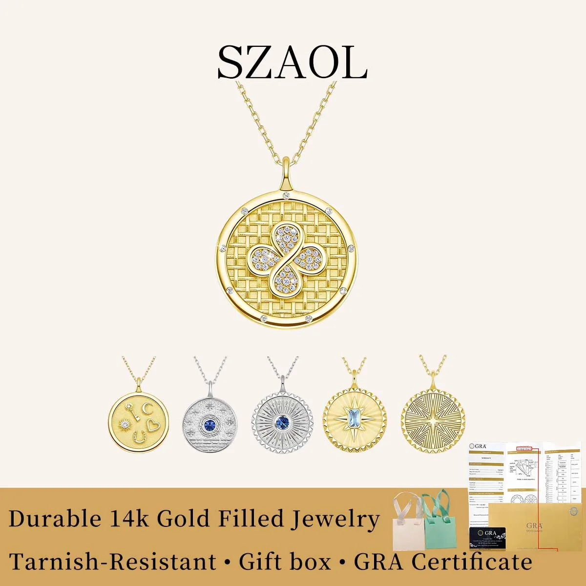 

Vintage 14K Gold Filled Star Moissanite Necklace Moon Sun Lab Diamond Medallion Pendant for her Christmas Gift Party Anniversary