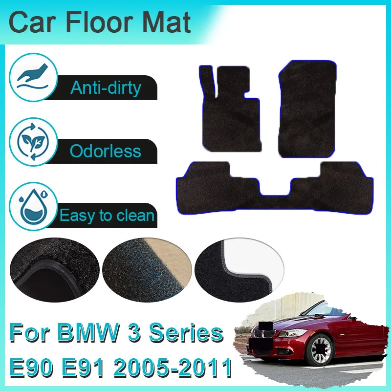 

For BMW 3 Series E90 E91 2005~2011 Car Floor Mats Dirt-resistant Flannel Rugs Floor Carpets Luxury Foot Covers Auto Accessories