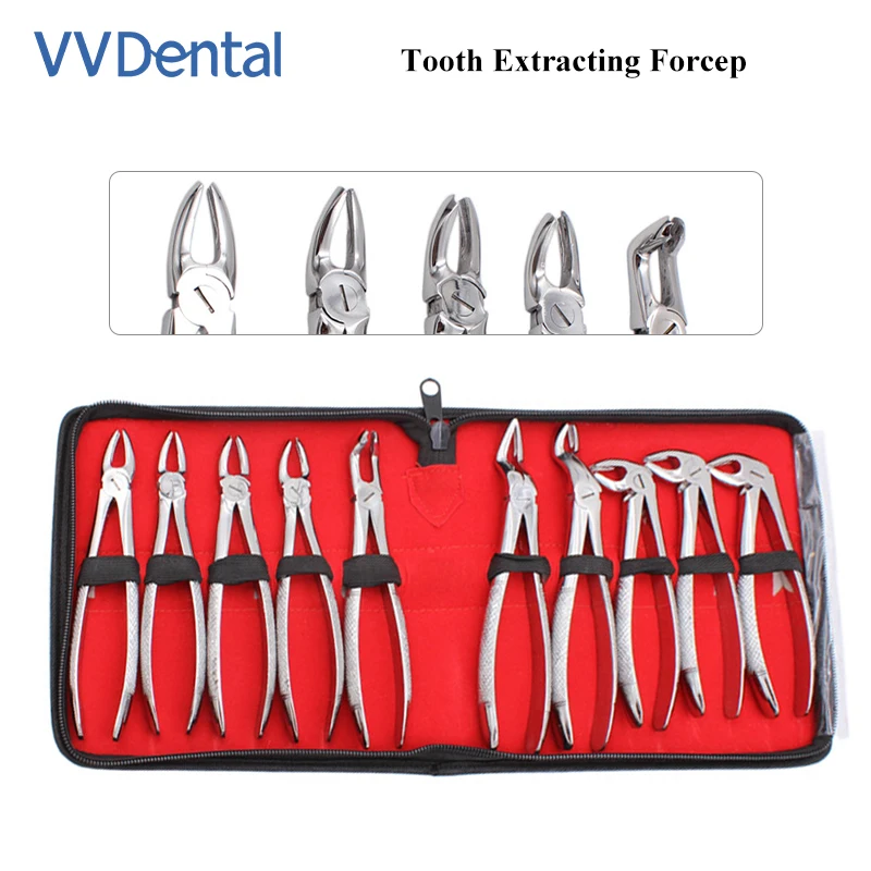 VV Dental Zahn Extraktion Forcep Kit Erwachsene 10 stücke Chirurgische Zähne Extraktion Forcep Rutschfeste Griff Design Zahnmedizin Werkzeug – Detail 1