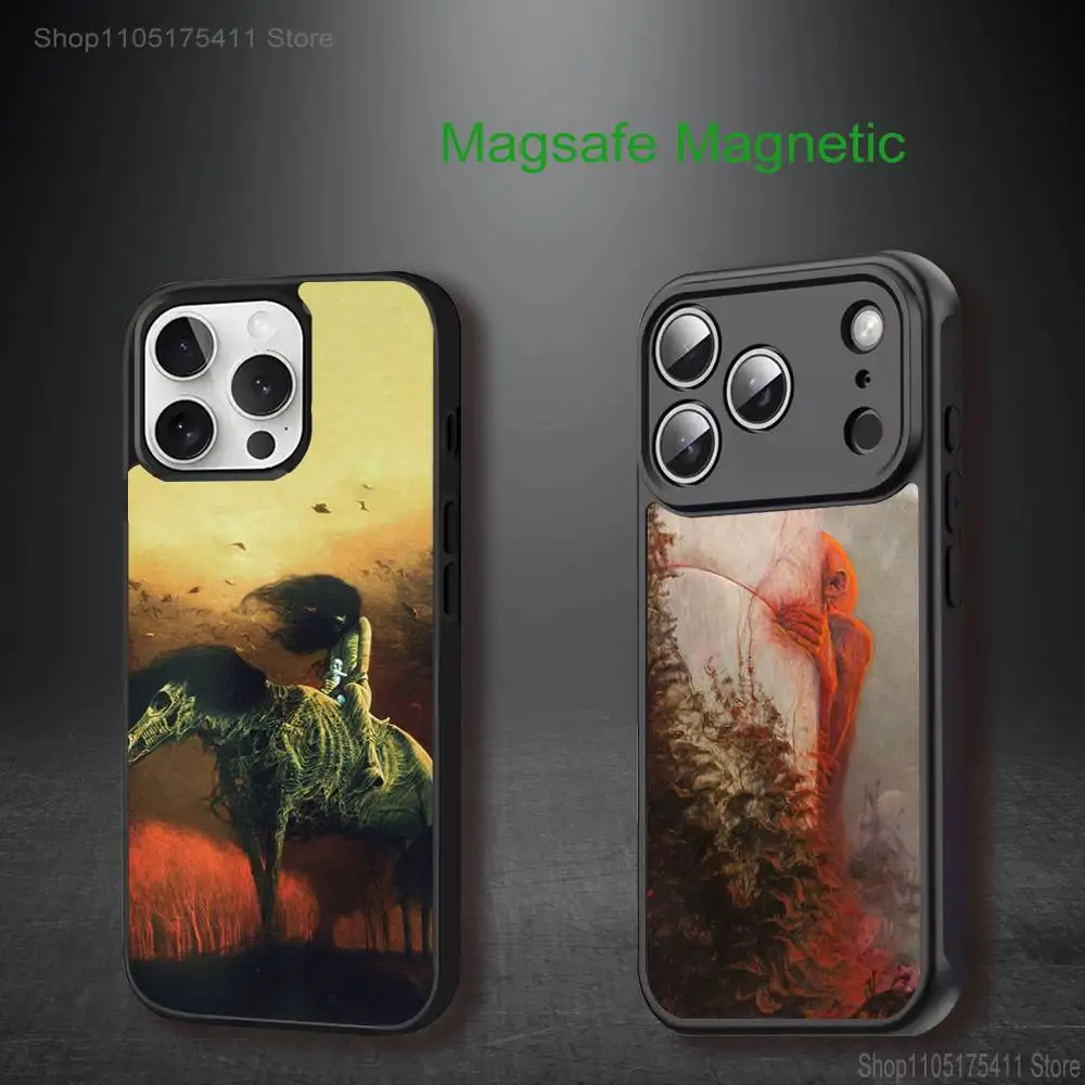 

Z-Zdzislaw B-Beksinski Art Phone Case For iPhone 17,16,15,14,13,12,11,Pro,Max,Plus,Mini,SE4,E Magnetic Magsafe Wireless Charging