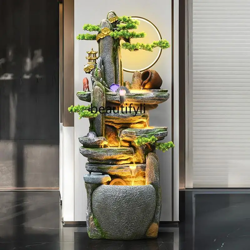 

Living room new Chinese decoration fish tank feng shui wheel floor rockery fountain flowing water opening gift