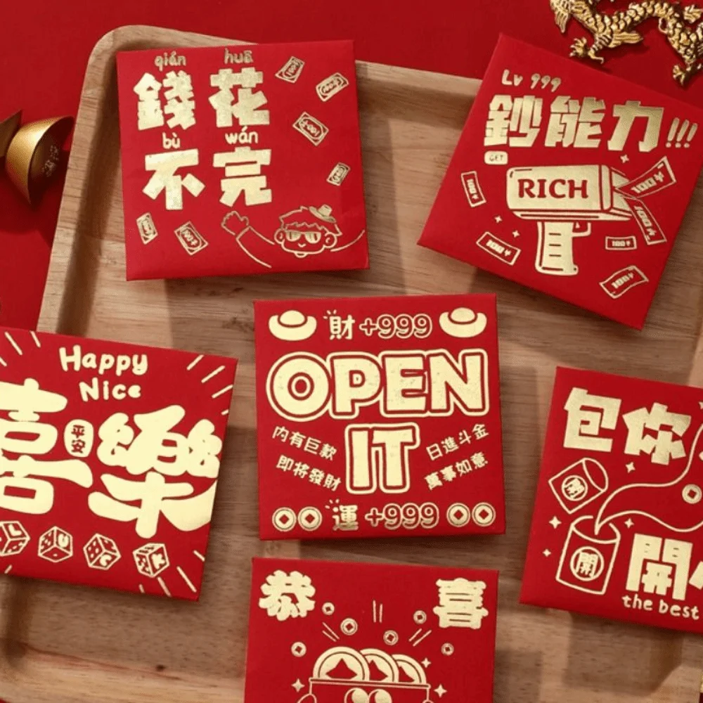 

2024 New Year Packet Red Envelope Dragon Pattern Best Wishes Money Pocket Luck Money Bag Good Luck Money Bags New Year Gifts