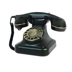 Retro Telephone, Black Corded Telephone,Decorative Rotary Dial Telephone Set, Analog Landline Phone for Home/Office/Hotel/School