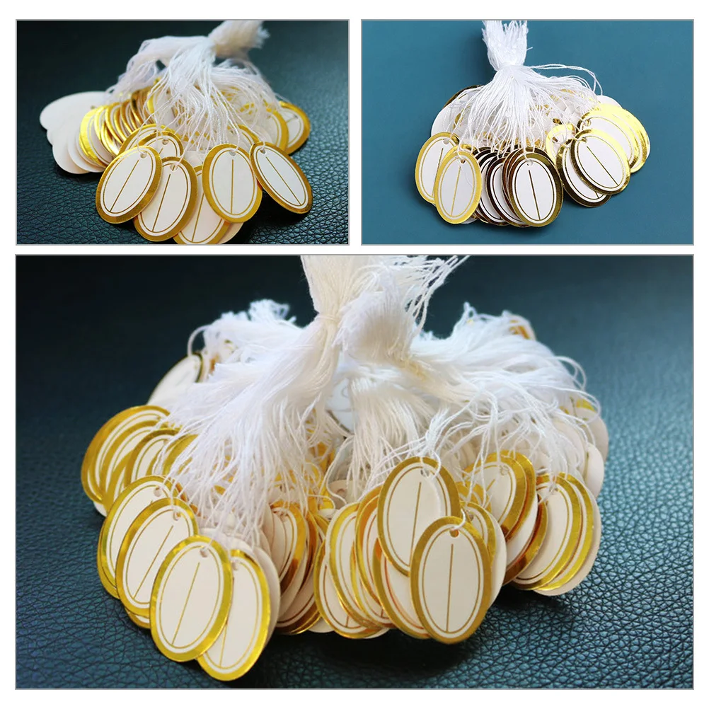 

100Pcs Blank Price Tags with String Surface for Jewelry Clothing Shoes Stationery Hanging Display Label for Store