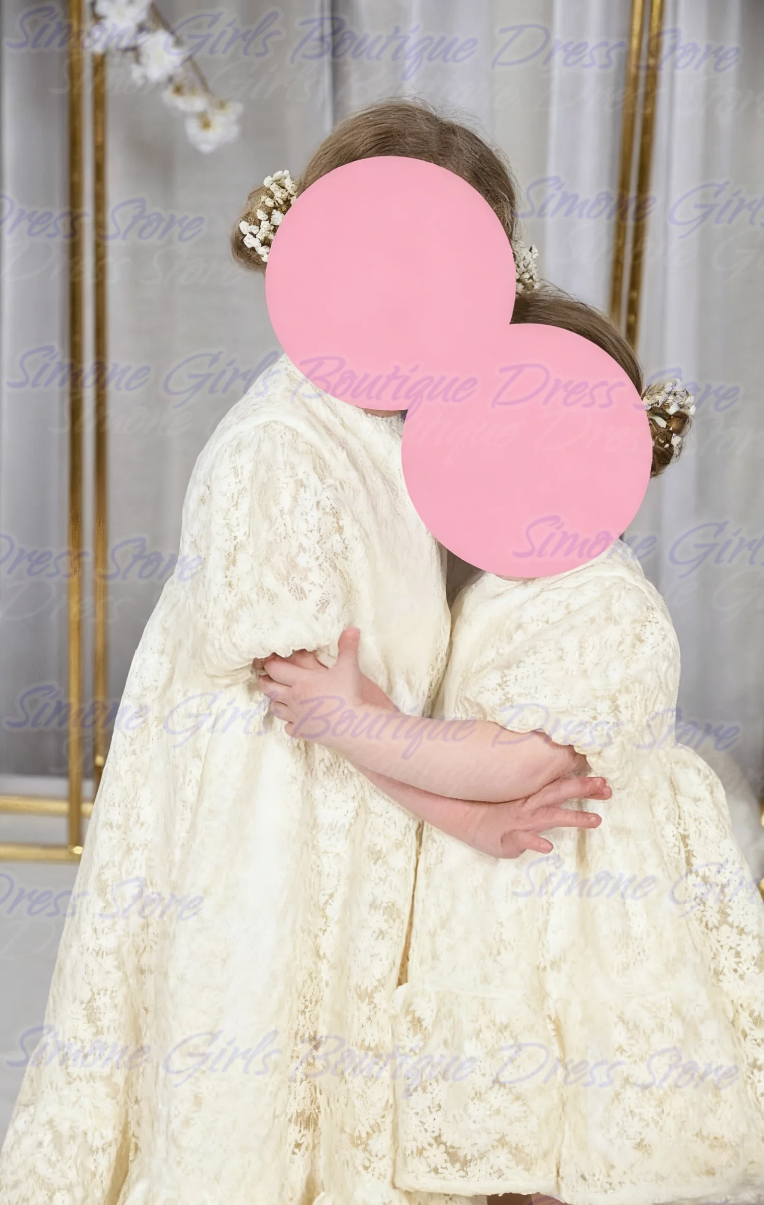 Gaun Renda Susu Anggun yang Imut Gaun Gadis Bunga Putih Gading untuk Pertunjukan Tari Perayaan Liburan Pesta Ulang Tahun Pernikahan