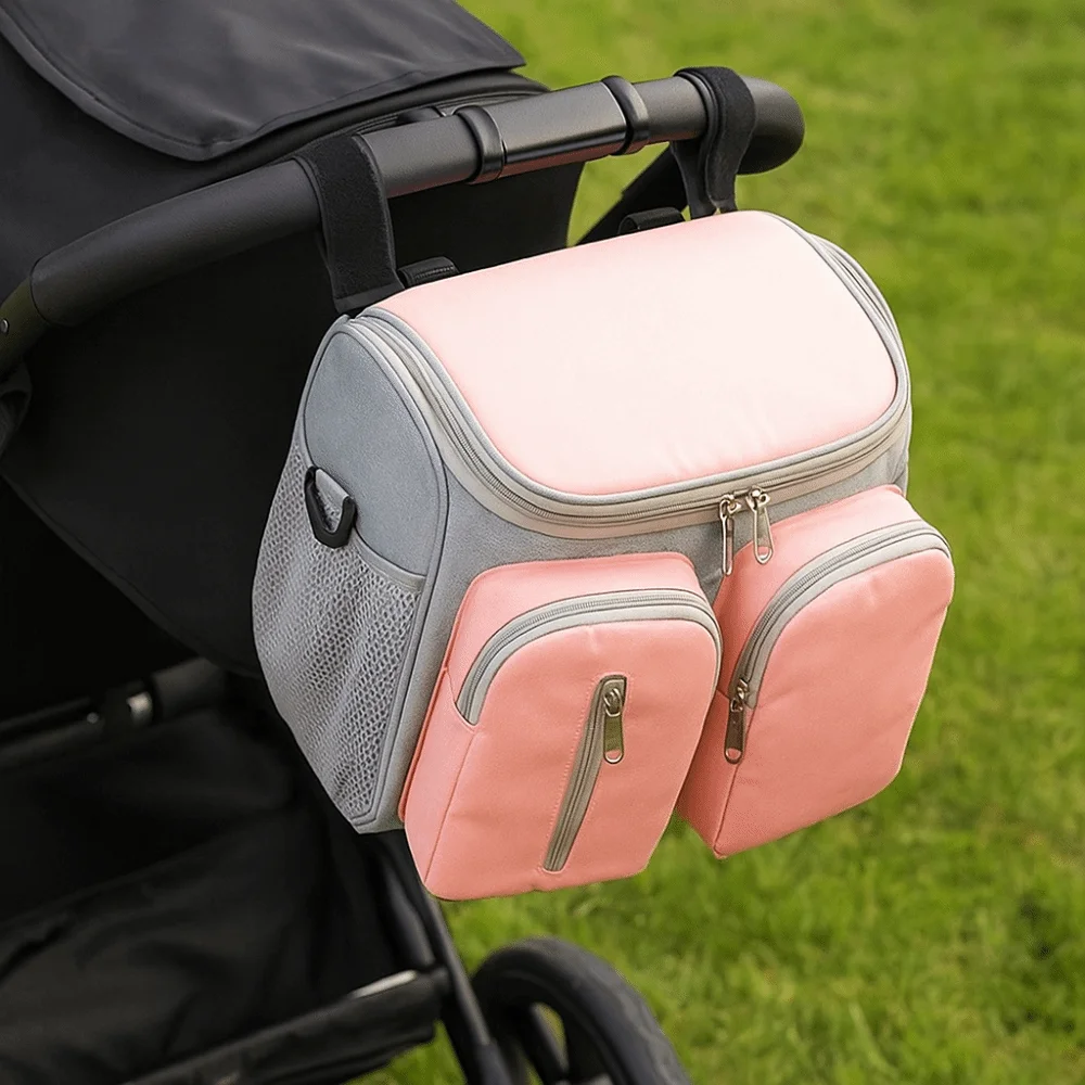 Waterproof Mommy Shoulder Bag Oxford Cloth Multifunctional Stroller Storage Hanging Bag Multi-Pocket Large Capacity