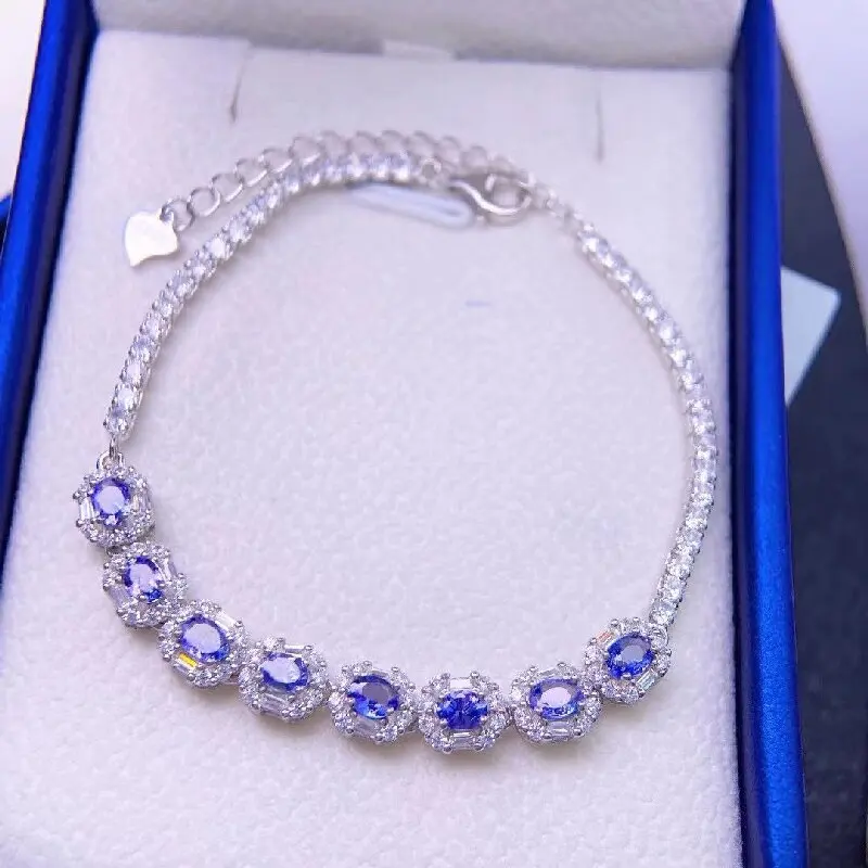 ZECAA Fine Jewelry Tanzanite Woman Lady Bracelet Jewelry With Natural Tanzanite Gemstone 3*6mm For Gift Wedding Party Banquet