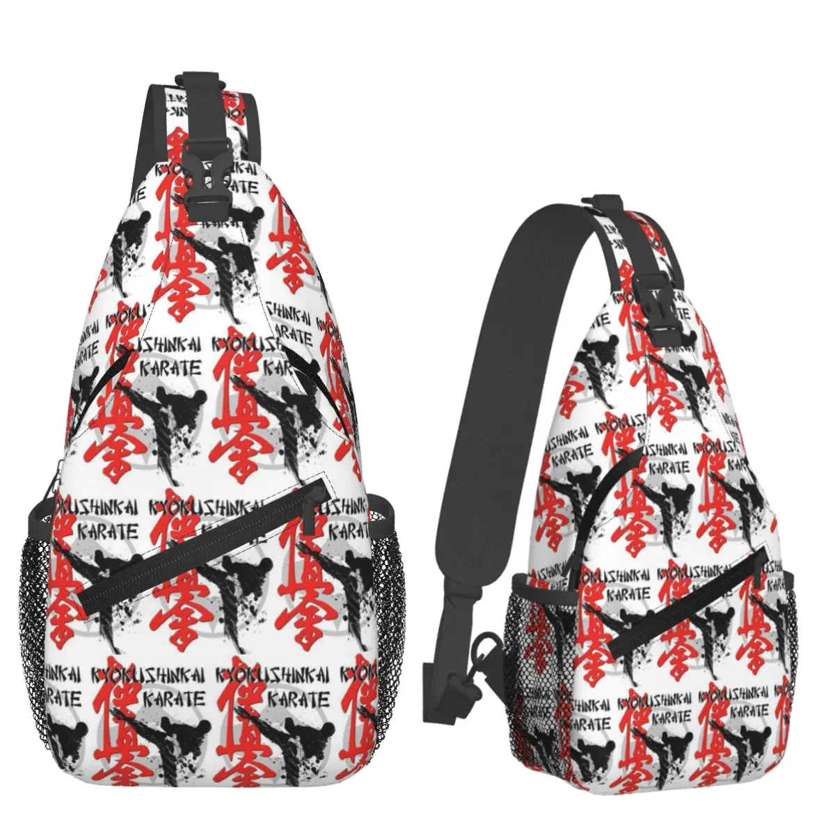 Kyokushin Karate Bushido Values Chest Bag Men Sling Crossbody Backpack Chest Bag Travel Hiking Daypack Shoulder Bag