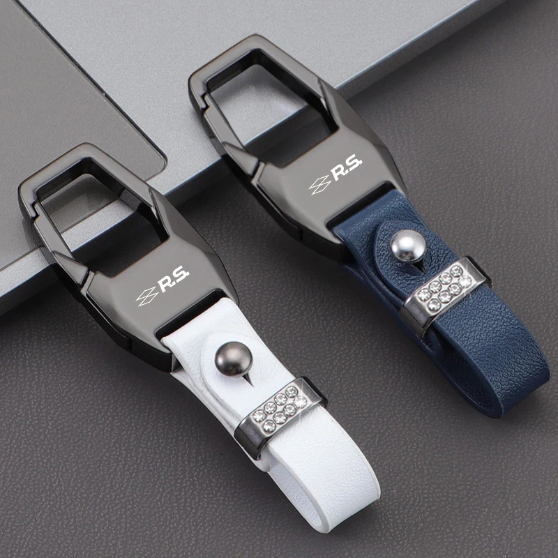 Leather Metal Buckle Car Keychain Business Gift with Logo keyring For Renault RS Clio Scenic Logan Megane Safrane Koleos Sandero