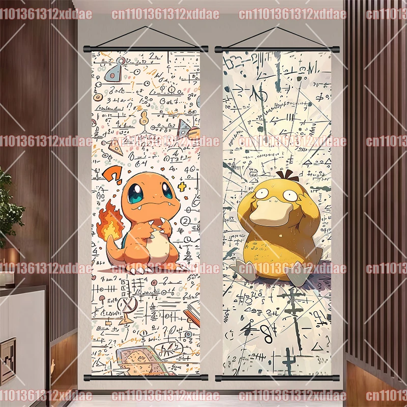 

Studio Decoration Hanging Painting Pokémon Anime Scroll Painting Poster Eevee Pikachu Bulbasaur Psyduck Arcanine HD Quality Gift