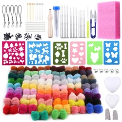 KRABALL Felting Needle Kit 56 Colors Wool Roving with Eyes For Toy DIY Craft Wool Fibre Needle Felting Starter Handcraft Kit