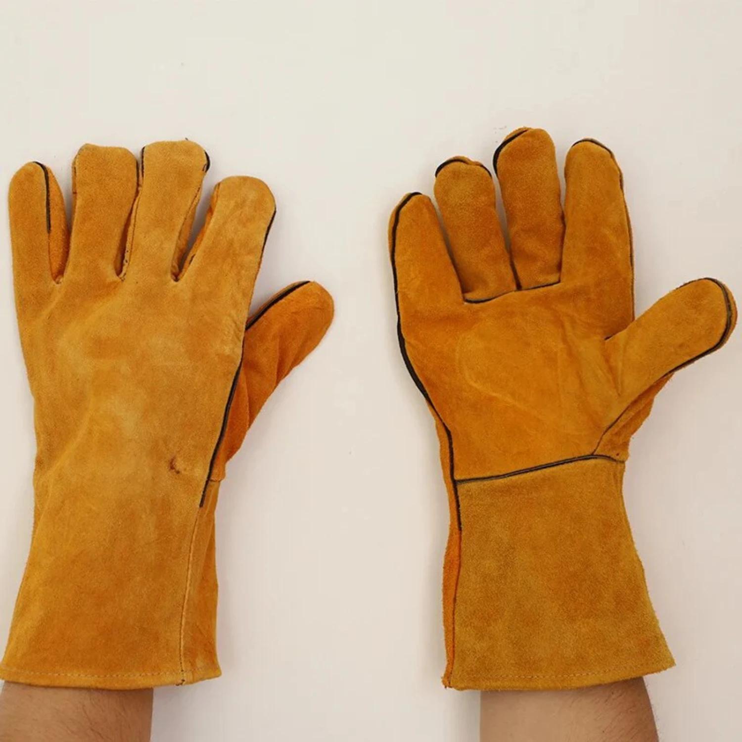 A Pair Of Double-Layer Welding Gloves With Cowhide Lining Welding Gloves With Extended And Thickened Labor Protection Gloves