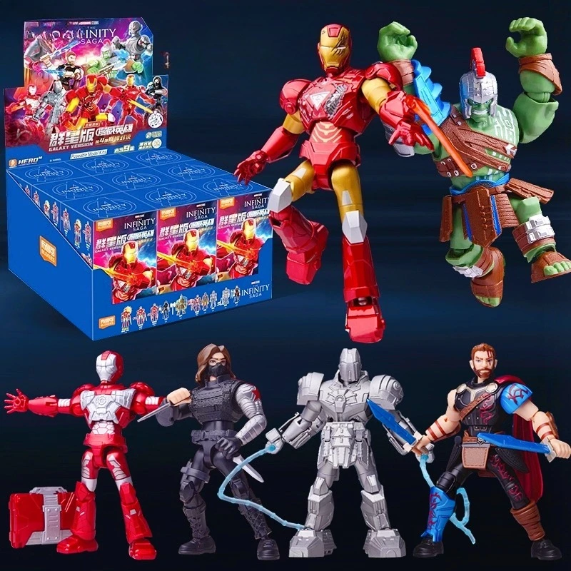 

Новая слепая коробка серии Marvel Hulk Thunder Iron Man Hero 9 + 1 стиль, настоящая авторизованная собранная игрушка, слепая коробка, украшения, подарки для мальчиков