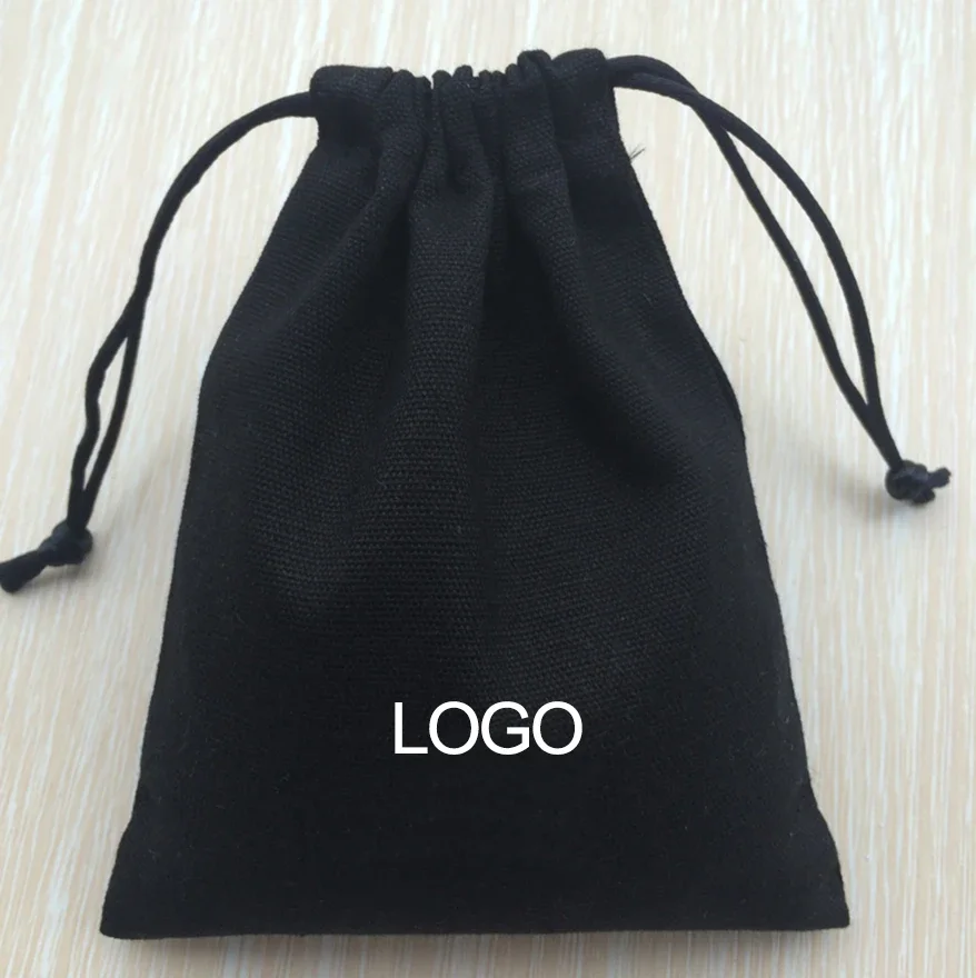 

100PCS Black Drawstring Bag Jewelry Pouch 8A Cotton Canvas Bags Cosmetic/Storage/Wedding/Packing/Gift/Earrings/Bead Custom Logo