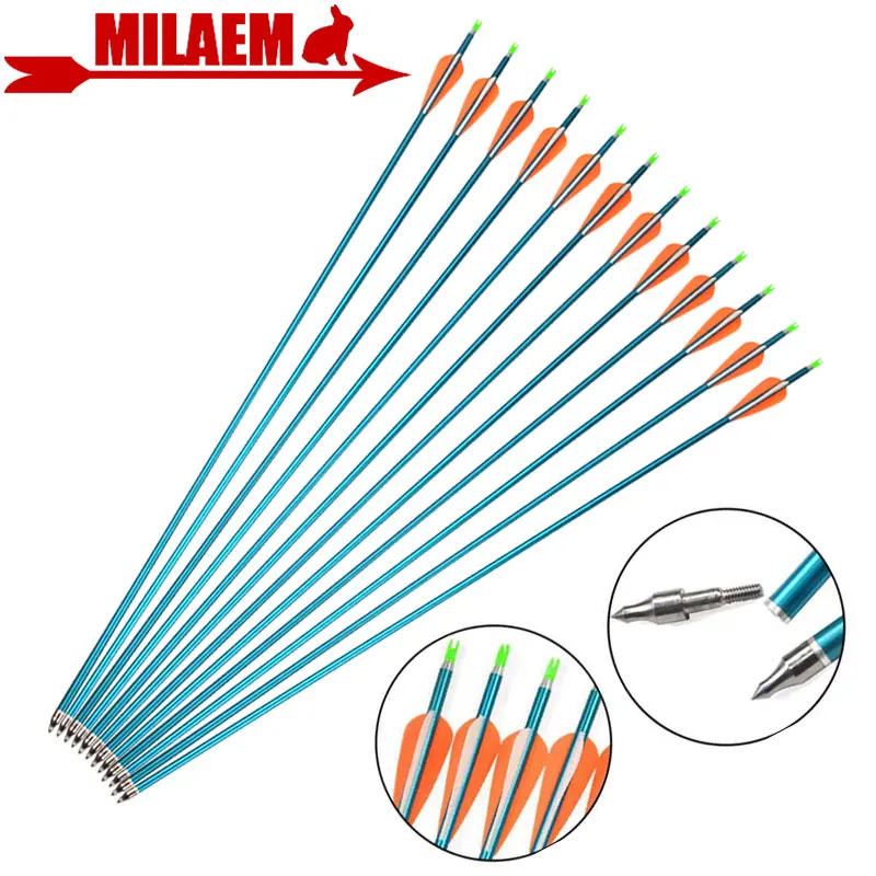 

6/12pcs Spine 500 Aluminum Arrow 31.5 inch Archery 7075-T6 Aviation Aluminium Arrow for Compound Recurve Bow Shooting Hunting