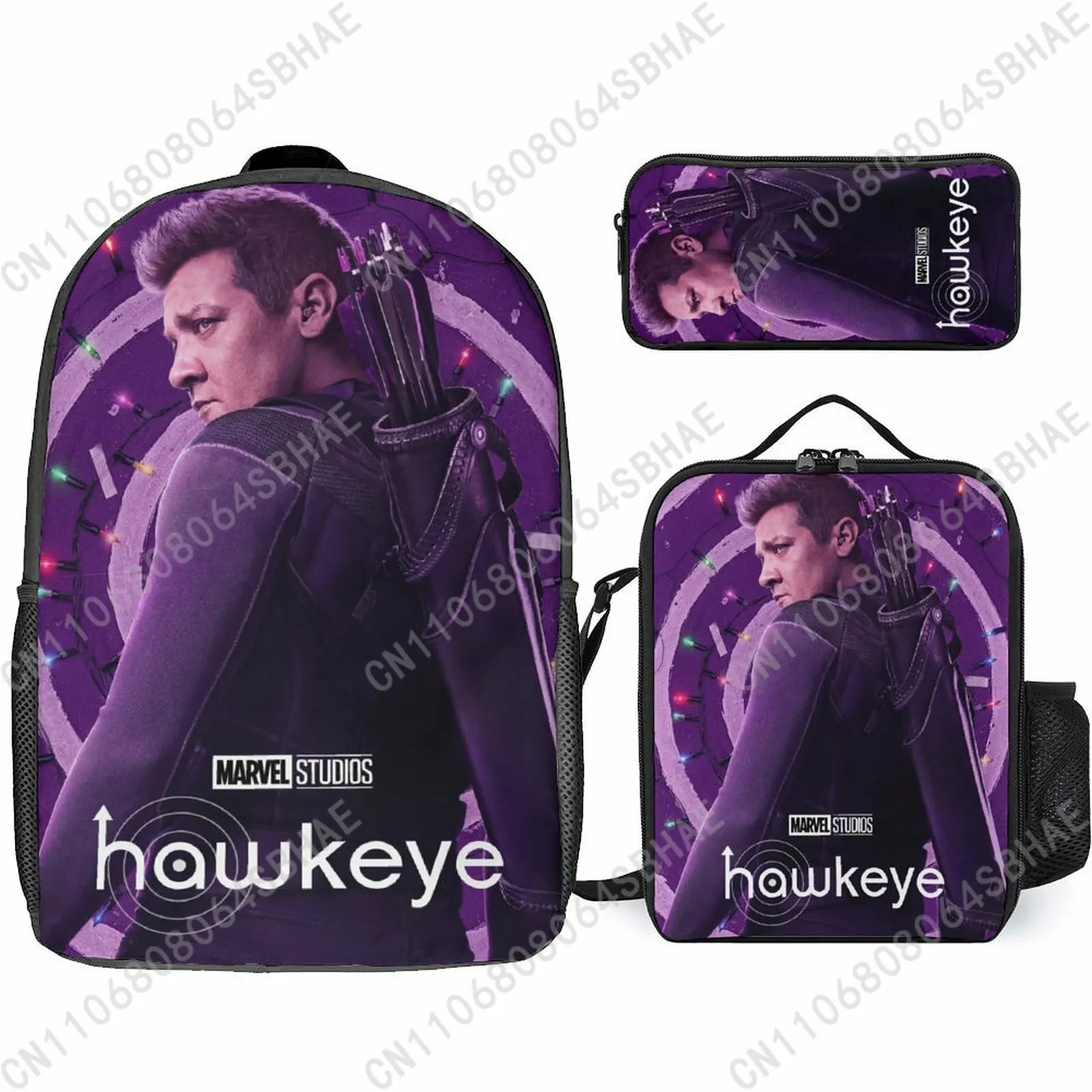 

Marvel Hawkeye School Backpack For Teen Middle High School Students 3Pcs Bookbag Lunch Tote Bag Pencil Pouch Cosplay