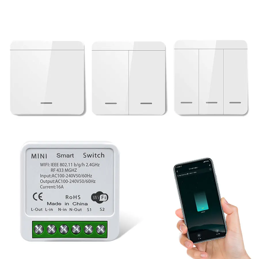 

Tuya WiFi Smart Light Switch Smart Home Wireless RF 433mhz Push Button Wall Switch Via Alexa Google Home Alice Smart Life App