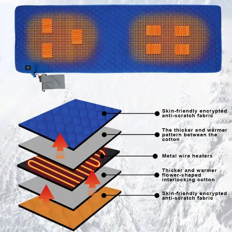 Imagem -03 - Cobertor de Aquecimento Usb para Acampar Colchão para Dormir Isolamento Ajustável de Níveis Almofada Aquecida para Exterior Caminhadas Viagem