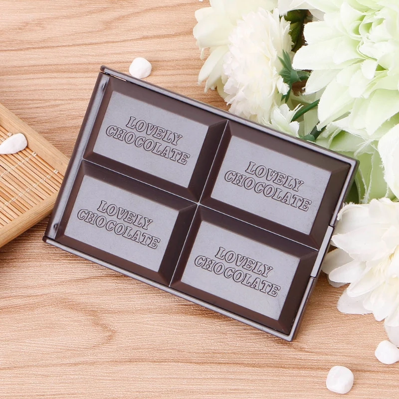 Cute Chocolate Cookie Shaped Square Pocket Mirror Mini Foldable Makeup R3MF
