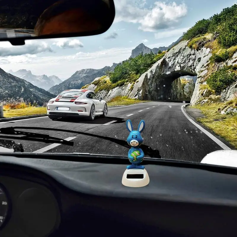 Solar Dancing toy Car Decoration Solar Energy Decoration Shaking Head Doll Cartoon rabbit Shape Decoration  Home Ornaments