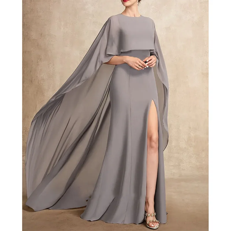 

2024 Gray Chiffon Elegant Simple Evening Dress Long A-line Celebrity Formal Party Gowns Vestidos Long Robe De Soiree