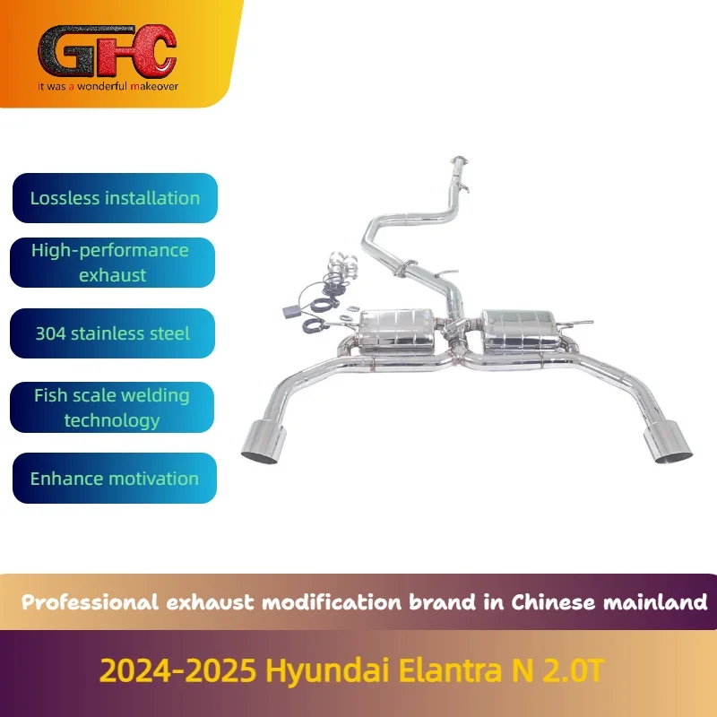 

Высокопроизводительная выхлопная система GFC с переменными клапанами, глушителями и насадками для Hyundai Elantra N 2.0T 2024-2025 годов выпуска.