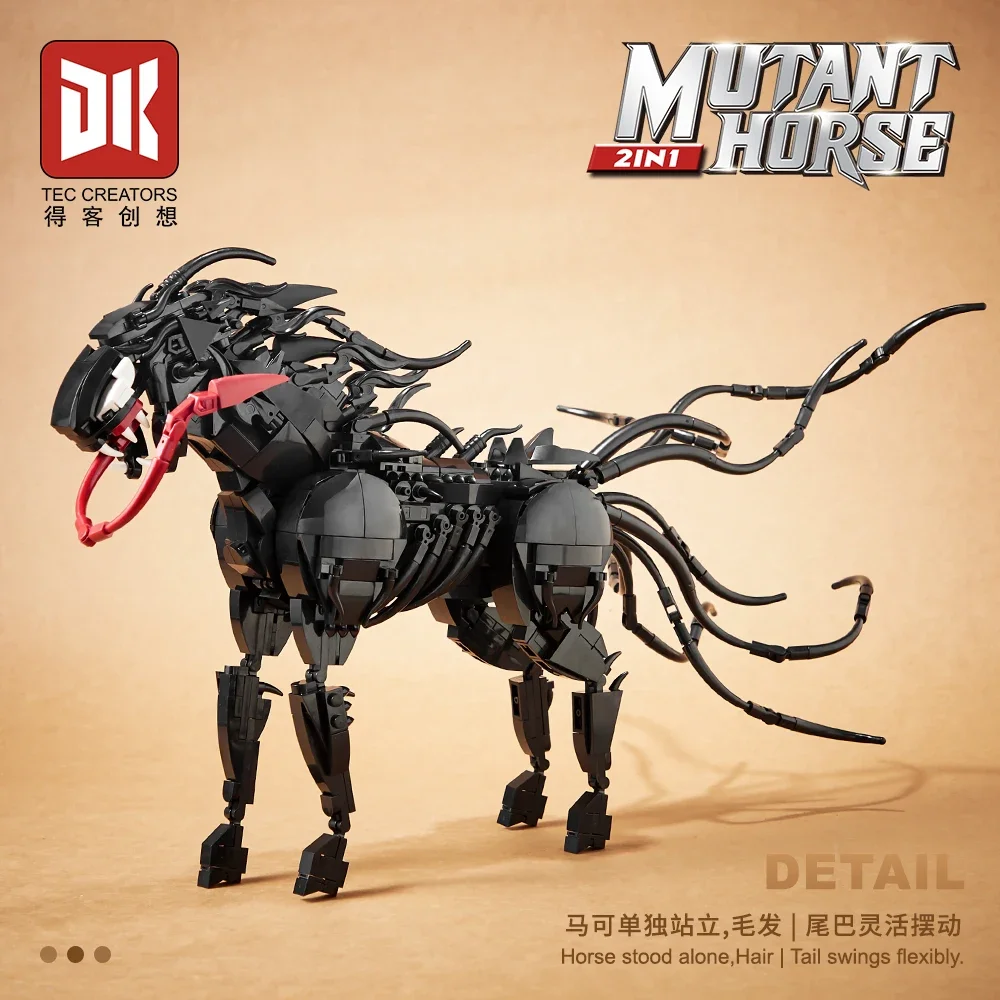 MOC Film Figuren Modell 2-IN-1 Mutant Pferd & Bösartiger Hund mit Display Stand Bausteine Montage kit Kinder Ziegel Spielzeug Geschenke