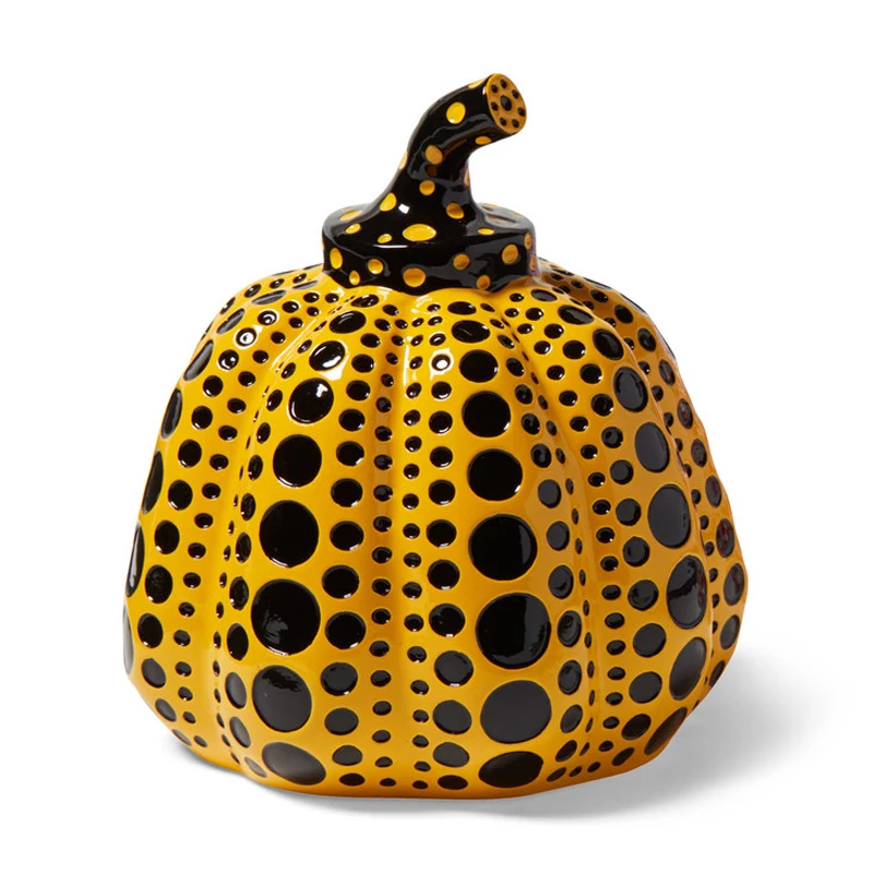 

Kusama Yayoi Pumpkin Statue Japanese Art Wave Point Pumpkin Sculpture Morden Resin Crafts Office Home Interior Decor Gifts