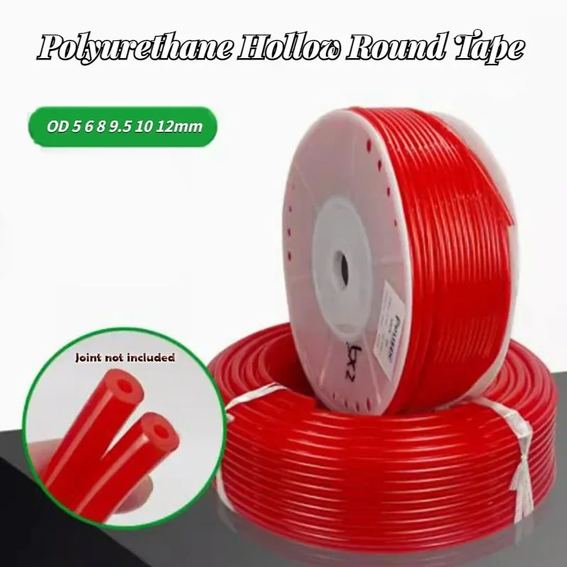 1Pc PU Polyurethane Hollow Round Tape Convenient Connection Belt Industrial Conveyor Belt Metal Fastener Non-adhesive Drive Belt