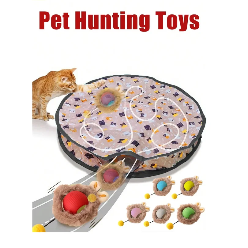 Cat Hunting Toy Set, Electric Cat Ball Toy With Lighting, Chasing & Hunting Pet Toy, USB Rechargeable, Kitten & Pet Supplies
