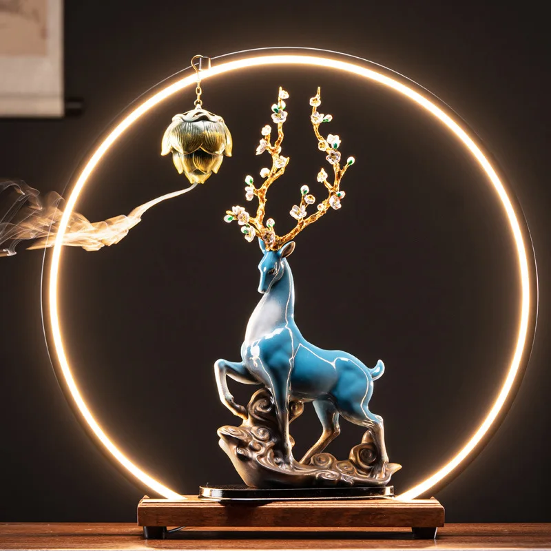 

New Office, Study, Living Room, High-end Ceramic Deer Decoration, Home Decoration, Incense, Incense Waterfall Incense Holder