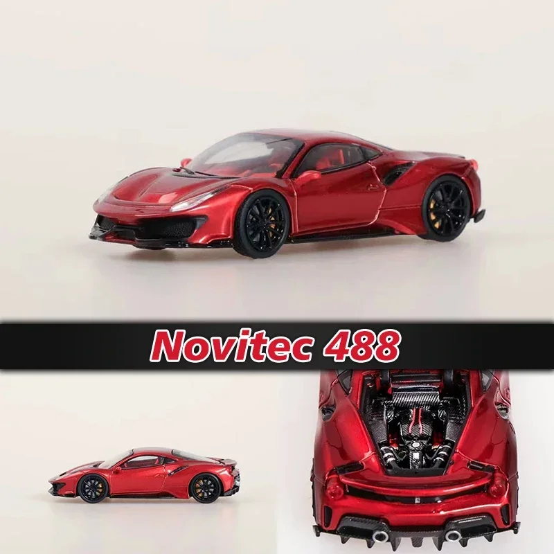 Ichiban-capó de motor abierto fundido a presión, modelo de coche Diorama, colección de juguetes en miniatura, 1:64 IM Novitec 488