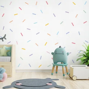 Stiker Garis Confetti Warna-warni Gaya Skandinavia Stiker Dinding Berperekat untuk Dekorasi Kamar Anak TK Kamar Anak-anak yang Menawan 10 stiker dinding nordik penjualan terbaik - №
