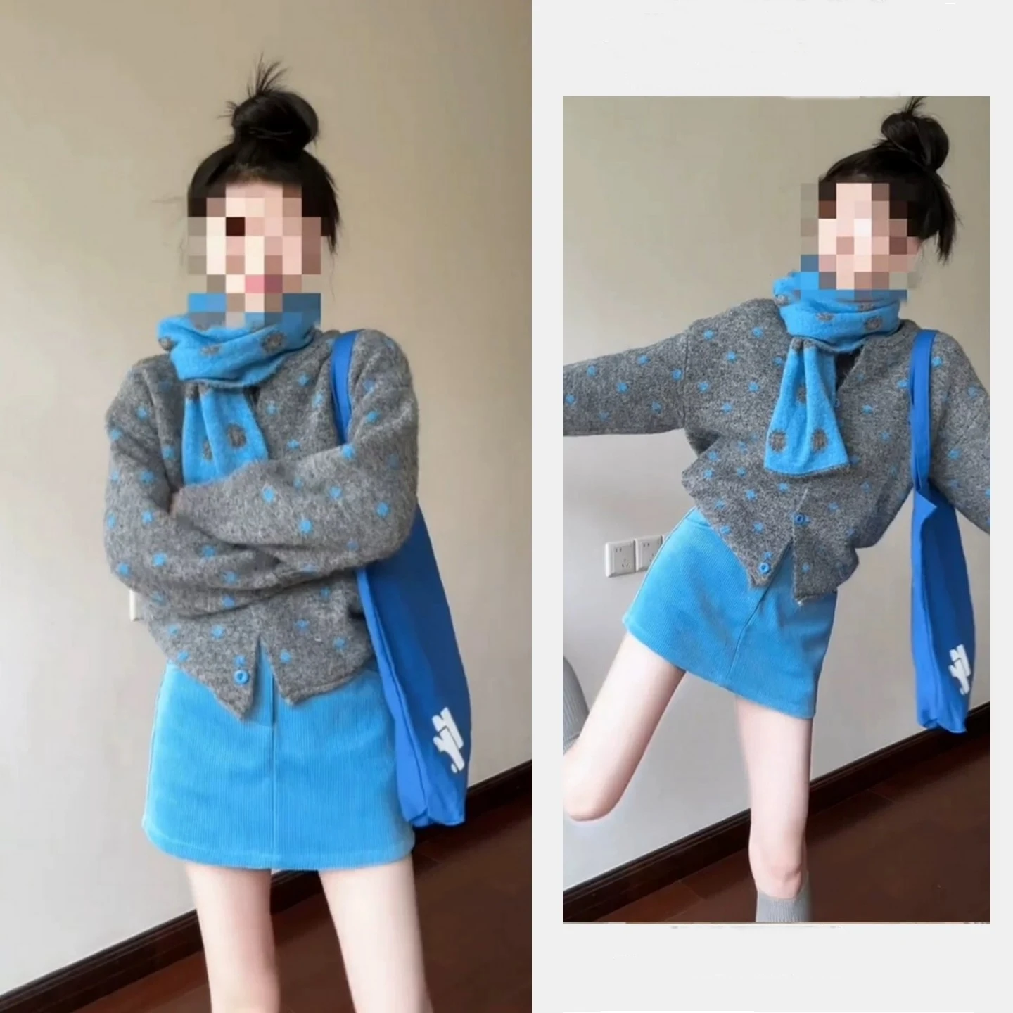 

Stunning Sweet Winter Sweater Set Tee Pieces Beautiful Unique New Year's Faion plus Size High Waist Button up Cardigan