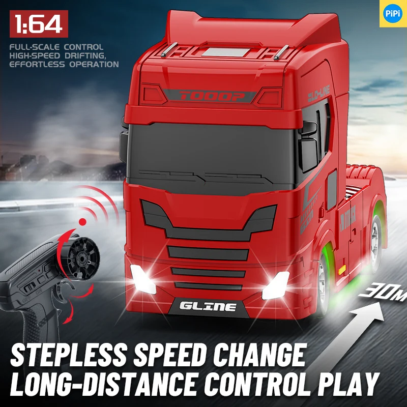 

1:64 Mini Drift RC Truck Head 4WD Full Proportional Control 15KM/H High-Speed 2-Speed Type-C Charging for kids Birthday Gift