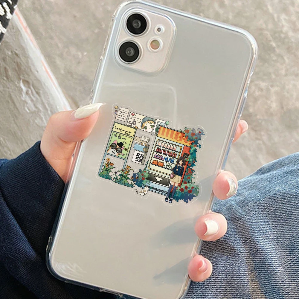 1 set miniatuur scène DIY-stickers zomernacht busstopkit bureau boekenkast decor casual speelspeelgoed voor kunstliefhebbers vakantiecadeau