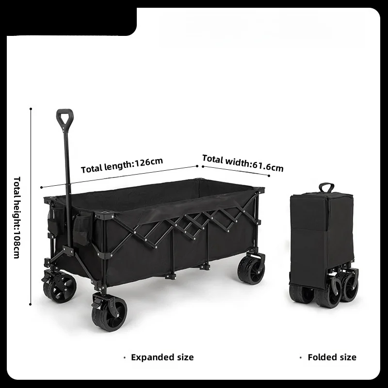 PoeticExist نزهة تروللي الكهربائية في الهواء الطلق فائدة عجلات كبيرة المحمولة للطي مريحة للطي عربة التخييم عربة