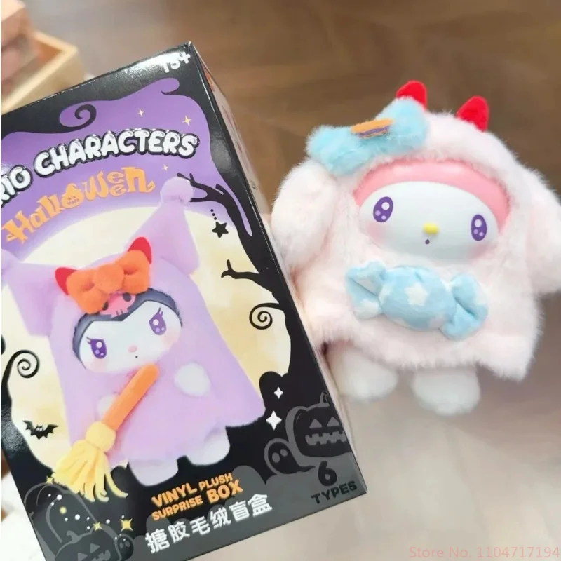 Miniso Sanrio Karakters Halloween Serie Vinyl Hanger Blind Box Mooie Hellokitty Figuur Pop Sleutelhanger Hang Lanyard Kindergeschenken