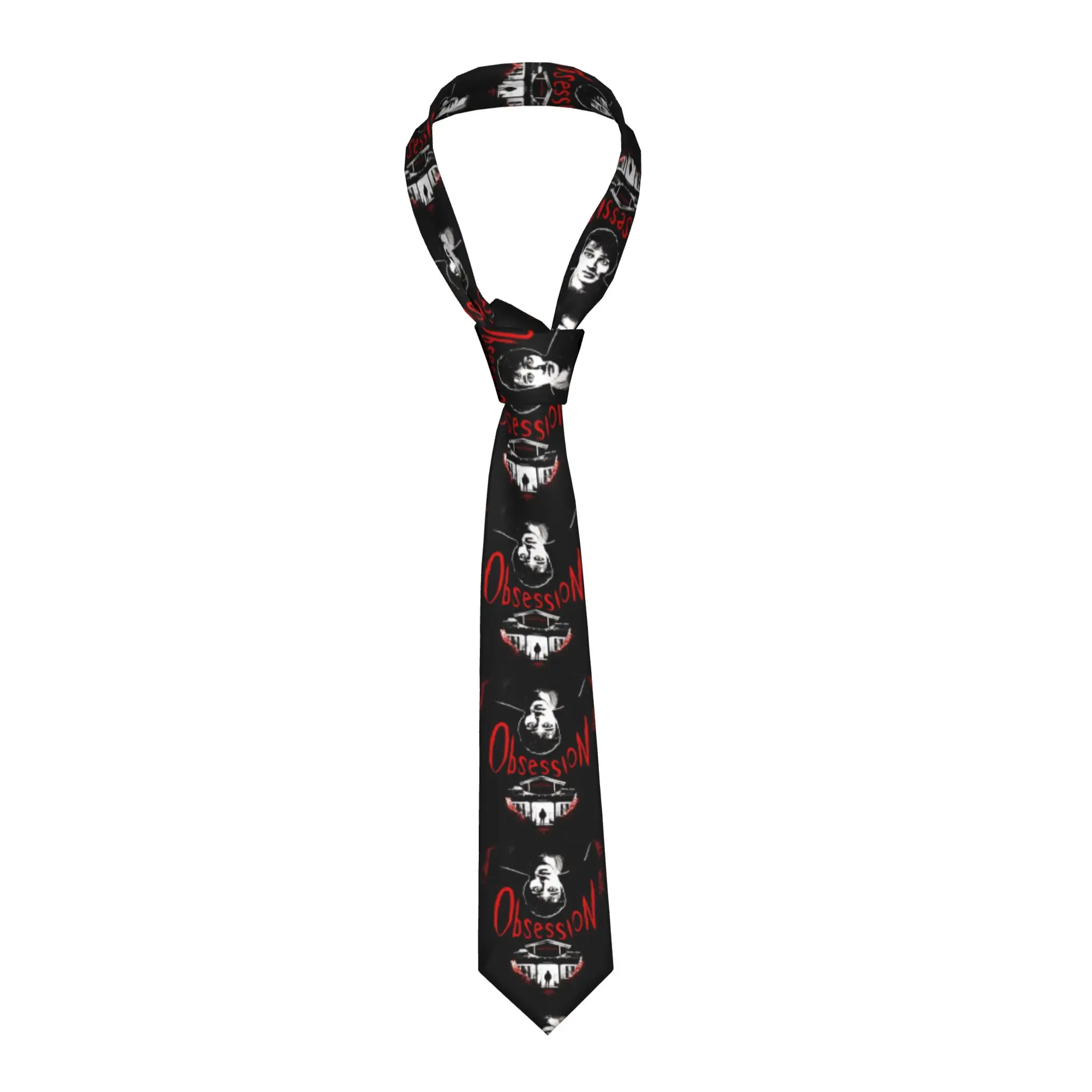 Cravate vintage pour homme, motif Cœur Obsession et cercueil, thème film d'horreur, qualité mariage, accessoires de cravate personnalisables DIY