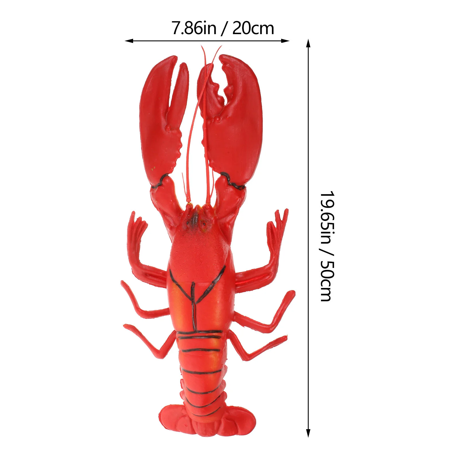 กุ้งก้ามกรามเหมือนจริง 20x8 นิ้วขนาดใหญ่พลาสติกกุ้งก้ามกรามสําหรับตกแต่งบ้านตลาดจอแสดงผลการถ่ายภาพ PROP เด็กแกล้งทําเป็นเล่น