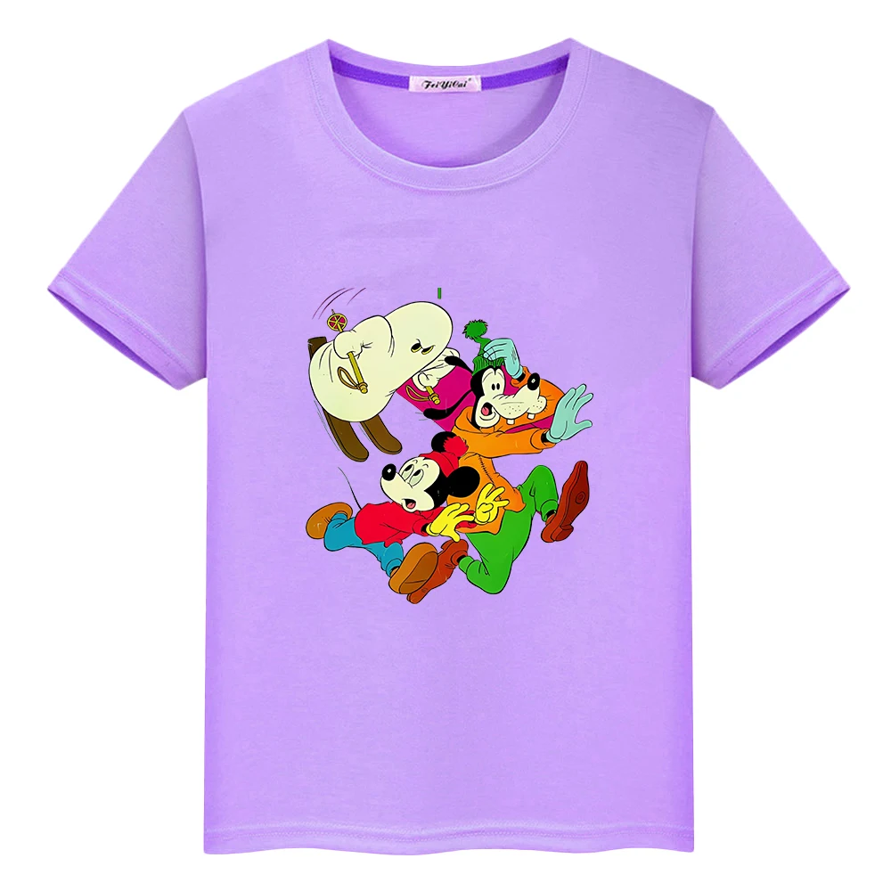 

Футболка из 100% хлопка с Микки Маусом для мальчиков 10 лет y2k, цельный кавайный топ, аниме, короткие милые детские футболки Disney для девочек