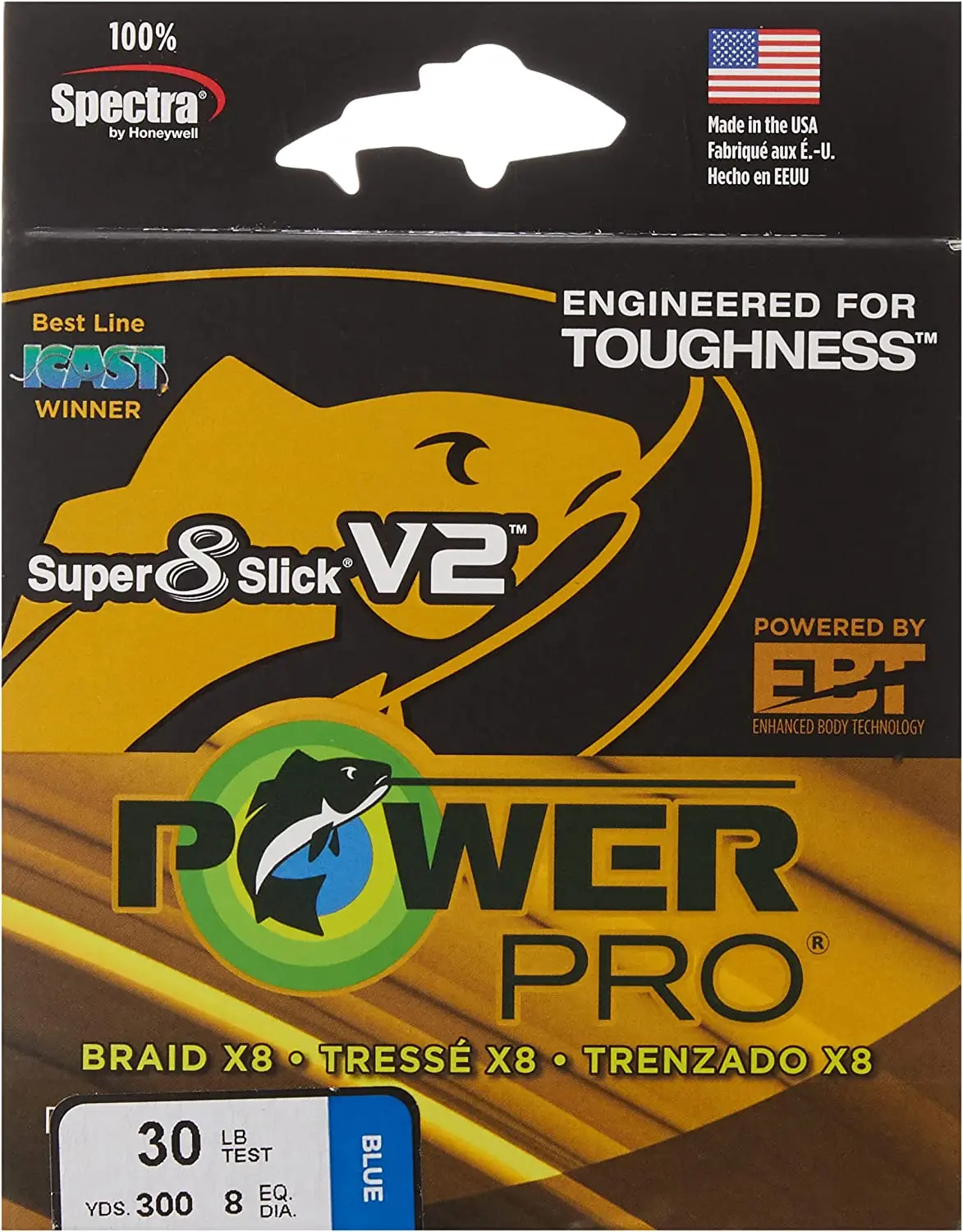 8 Strands POWER PRO SSV2 300Yds Braided Spectra Fishing Line 10~80lb Original USA PE Braid Line PESCA