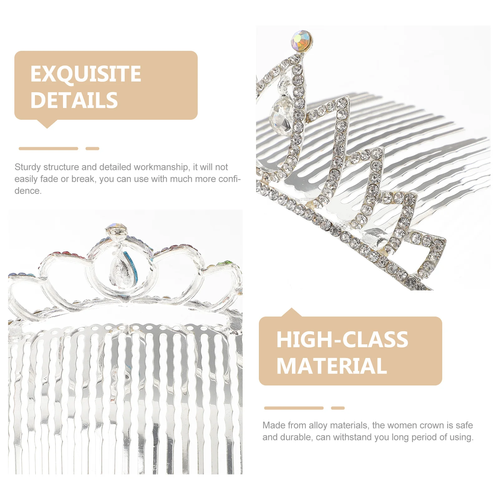 

1pcs Crown Cake Decoration Rhinestone Crown Clip Wedding Bride Tiara Comb Female Hair Jewelry Bridal Headpiece Alloy Party Hat